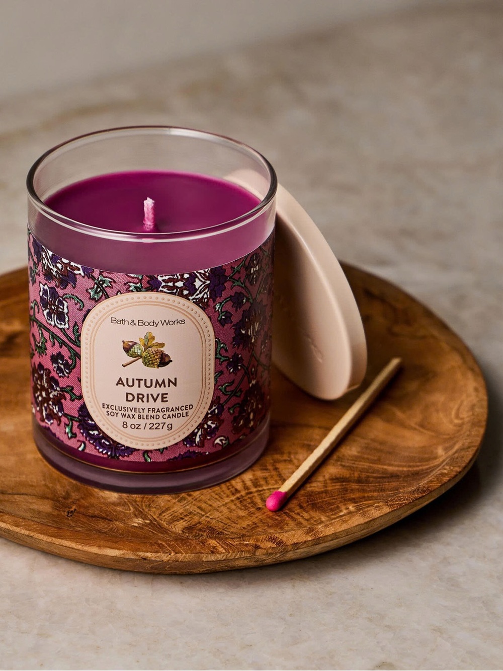 NWT Bath & Body Works Autumn Drive Pink Decorative Scented Candle
